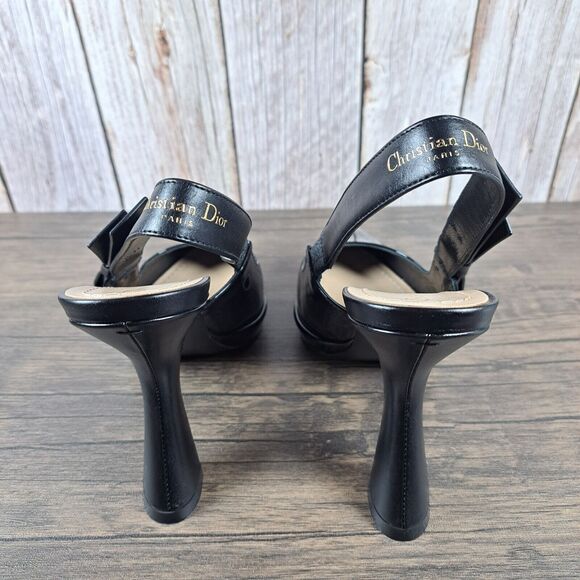 Christian Dior Sweet-D Black Patent Leather Slingback Pump Heels Women's Sz 10 - Picture 4 of 11